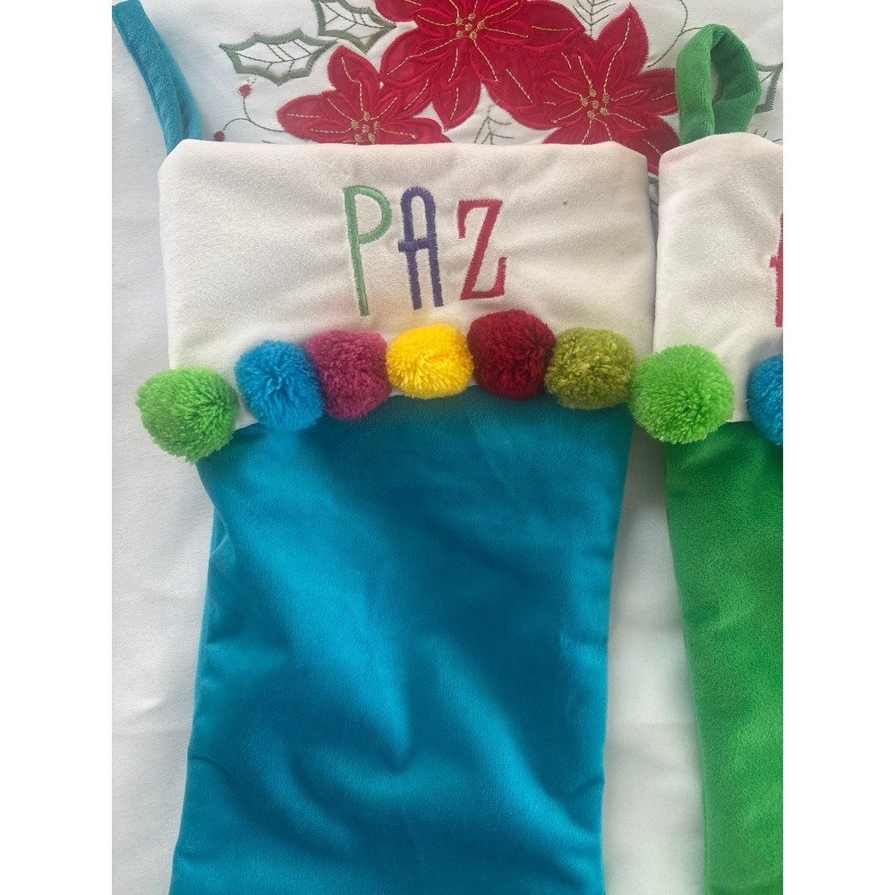 Christmas Stocking Bundle‎ Velvet  With "Alegría and Paz".  Navidad - Picture 2 of 6